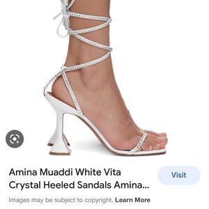 Amina Muaddi white vita lace up heels